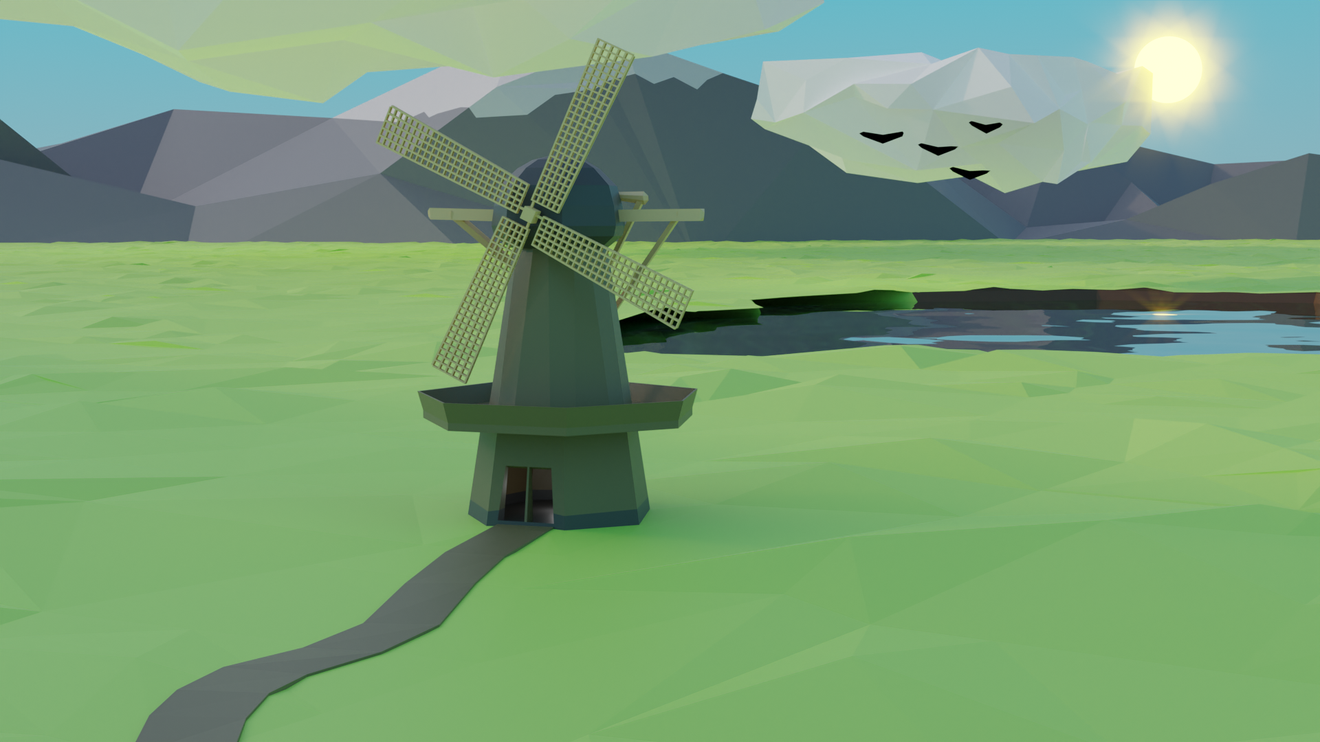 Cover image for Windmill Landscape Art