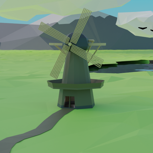 Windmill Landscape Art