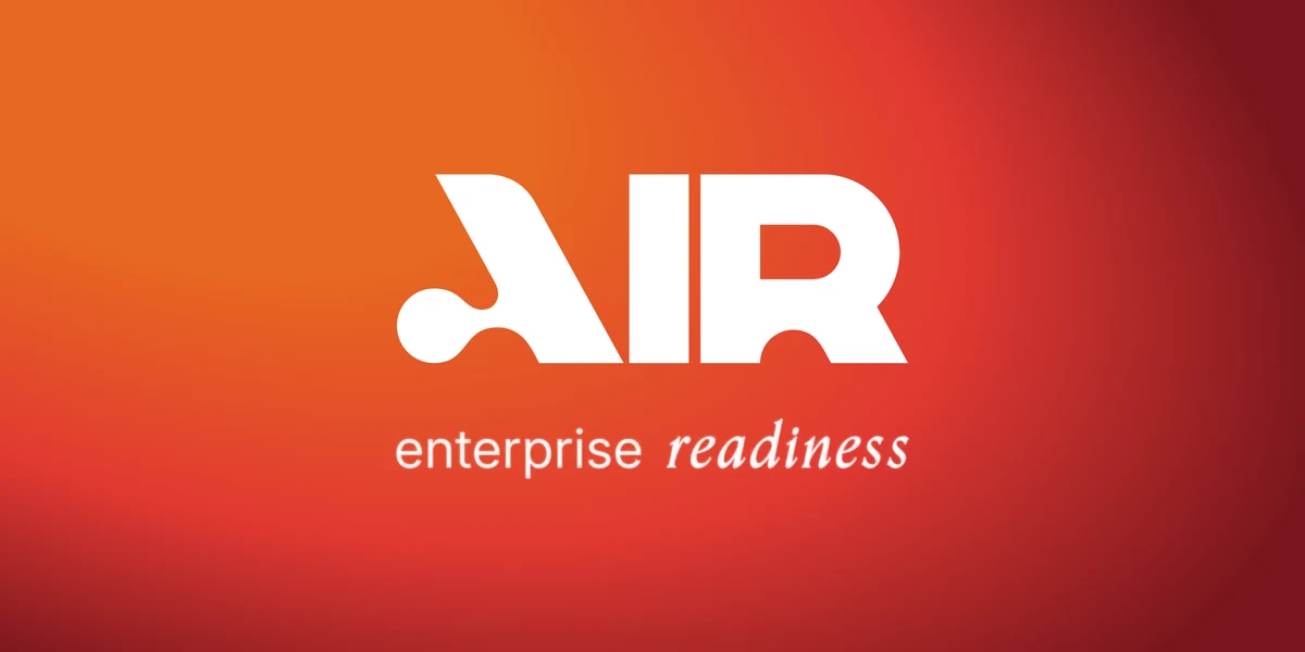 Air Enterprise Readiness logo in white on Air's orange to deep red Sunrise gradient